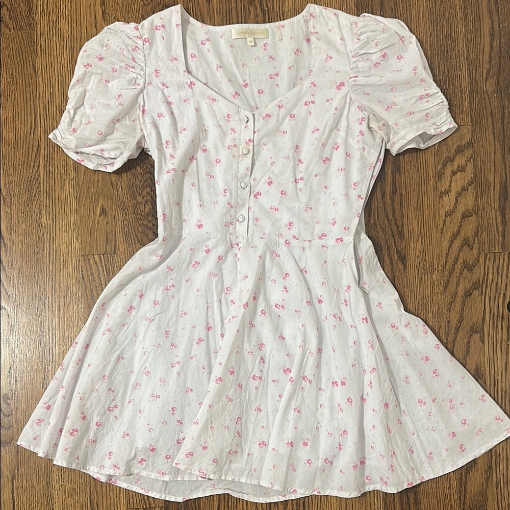 LoveShackFancy White and Pink Floral Dress